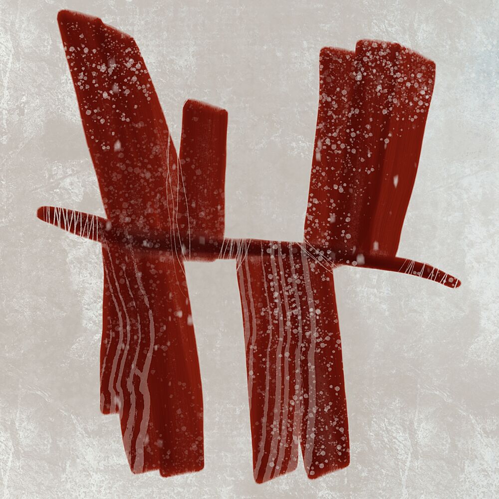 Snowy Red Abstraction art print by Mansi Saxena for $57.95 CAD