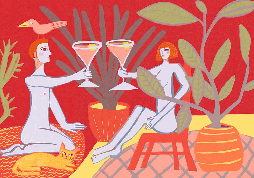 Red Room Nude Couple art print by Sharyn Bursic for $57.95 CAD