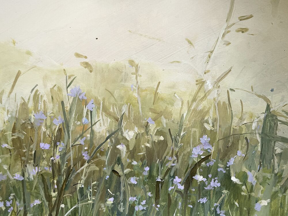 Blue Flowers in Meadow art print by Arohika Verma for $57.95 CAD