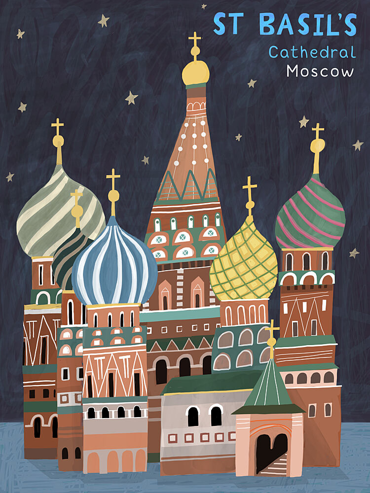 Whimsical St Basils Moscow art print by Carla Daly for $57.95 CAD