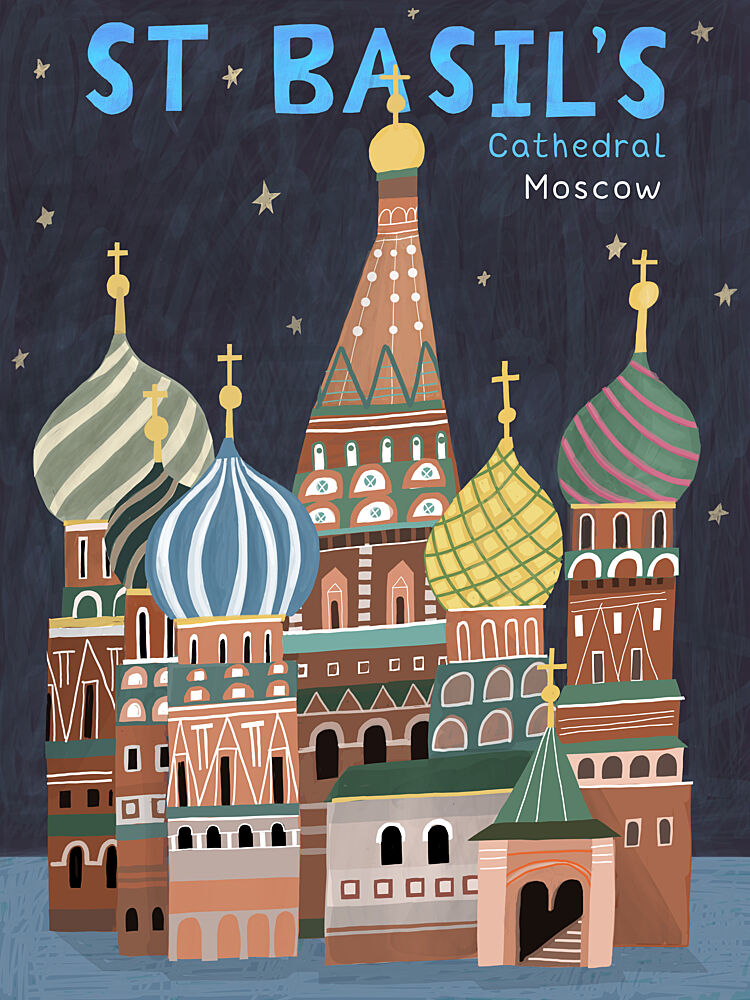 St Basils Cathedral Night art print by Carla Daly for $57.95 CAD