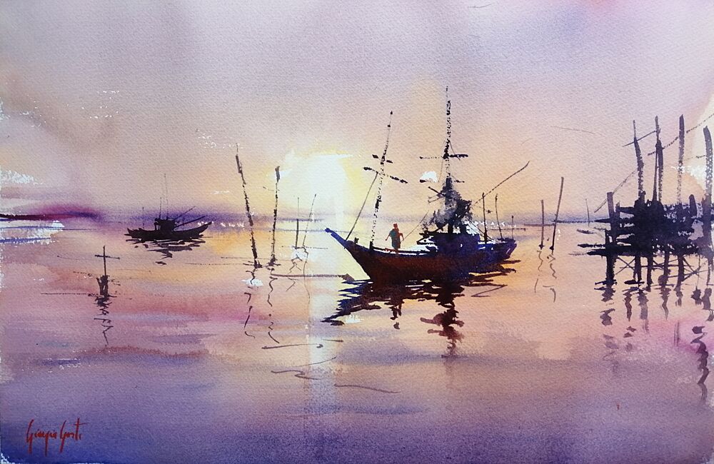 Tranquil Sunset Reflections art print by Giorgio Gosti for $57.95 CAD