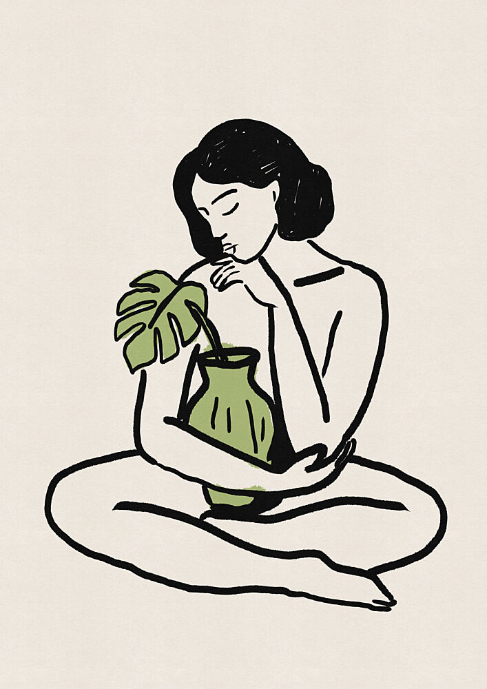 Serene Woman and Monstera art print by Nicholas for $57.95 CAD
