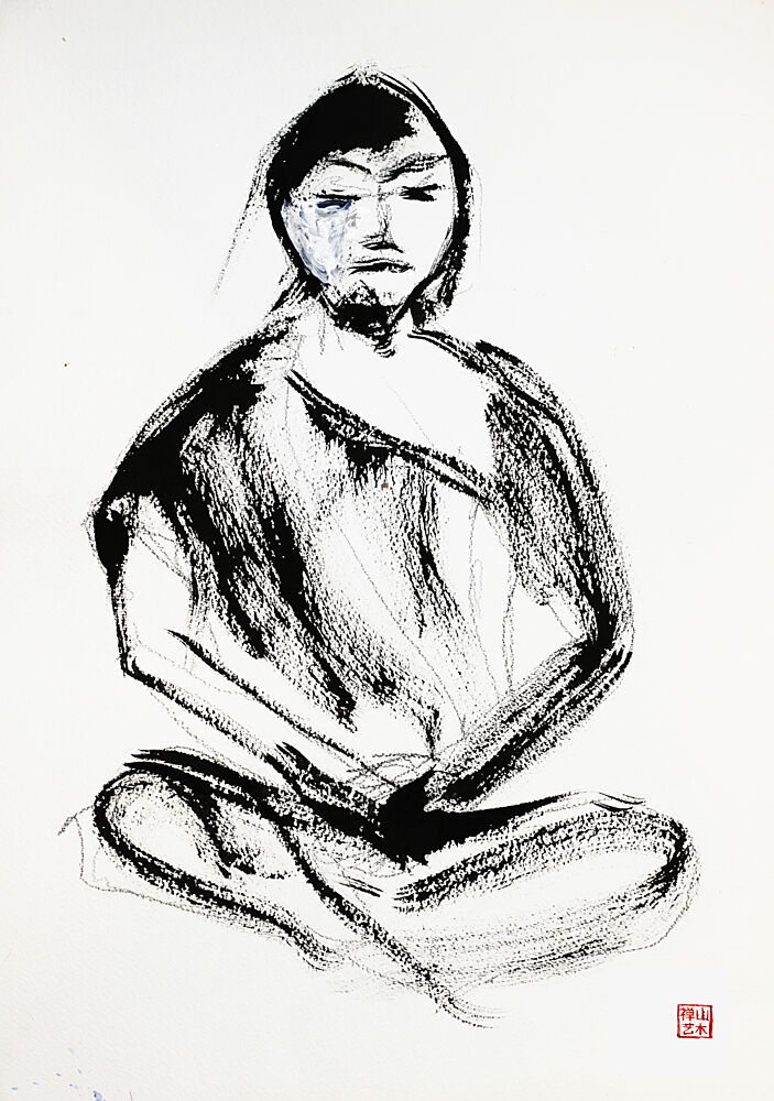Zen Meditator Ink Drawing art print by RodMacIver for $57.95 CAD