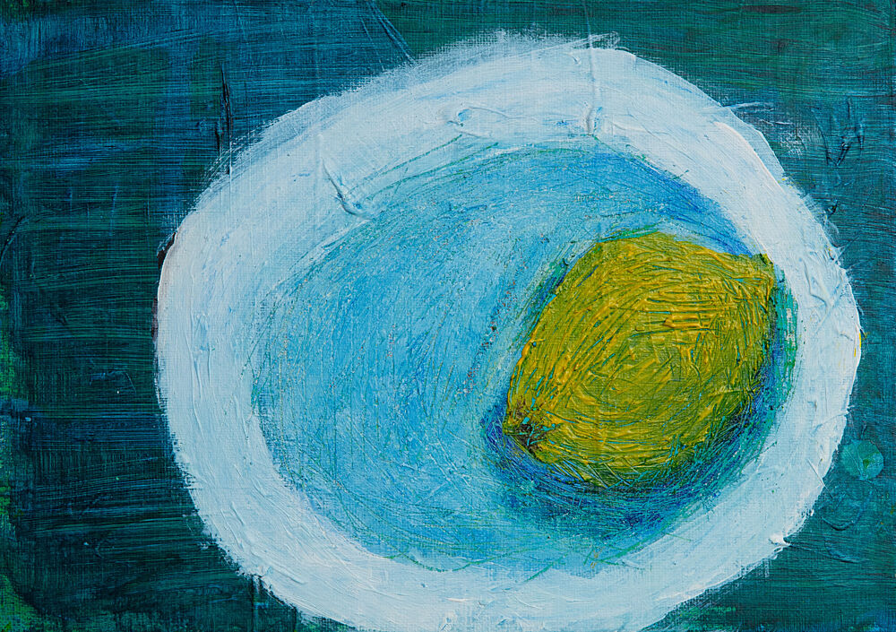 Lemon in Blue Bowl art print by Dale Hefer for $57.95 CAD