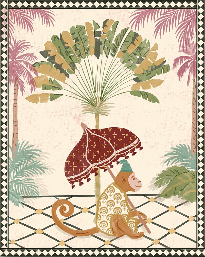 Royal Monkey under Parasol art print by Radhika Modi for $57.95 CAD