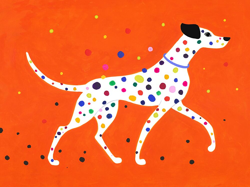 Colorful Spotted Dalmatian art print by Isabelle Brent for $57.95 CAD