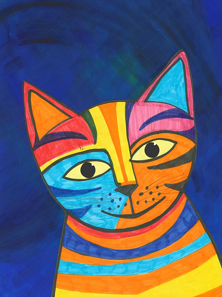 Colorful Cubist Cat art print by Isabelle Brent for $57.95 CAD