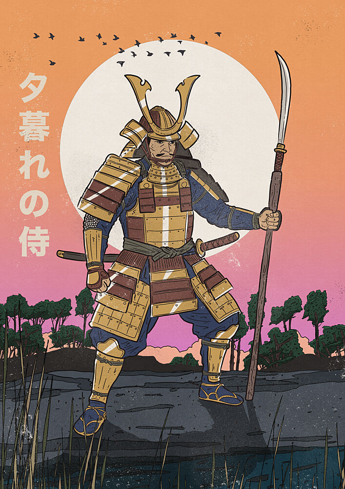 Samurai Warrior Sunset art print by Nicholas for $57.95 CAD