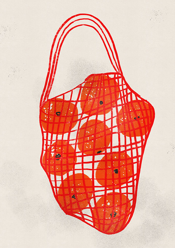 Vibrant Orange Mesh Bag art print by Nicholas for $57.95 CAD