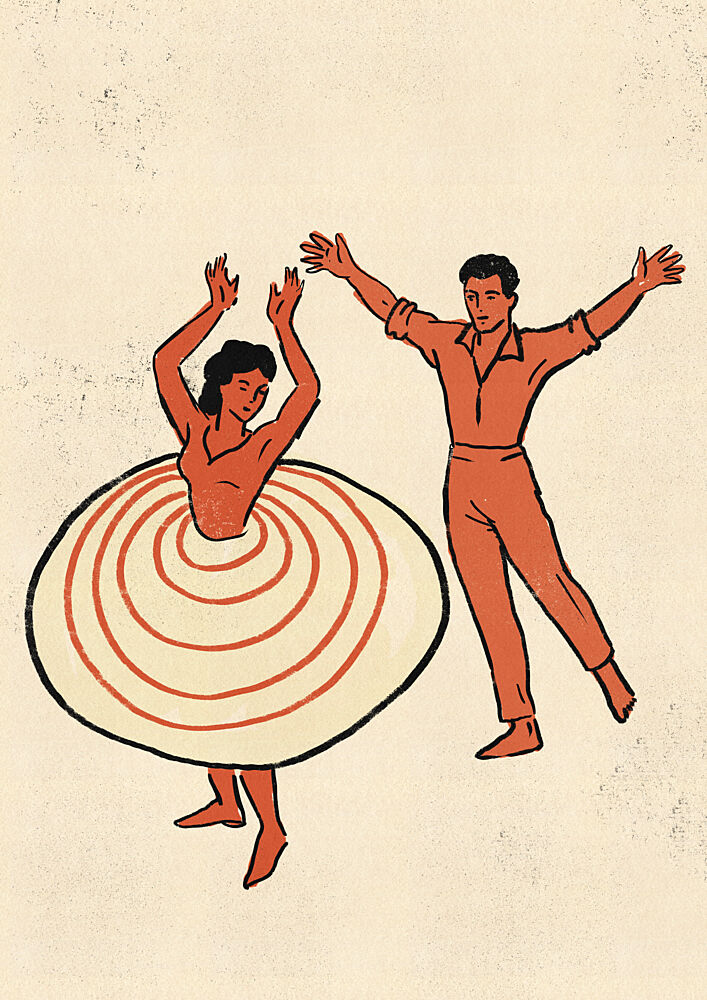 Joyful Dancing Couple art print by Nicholas for $57.95 CAD