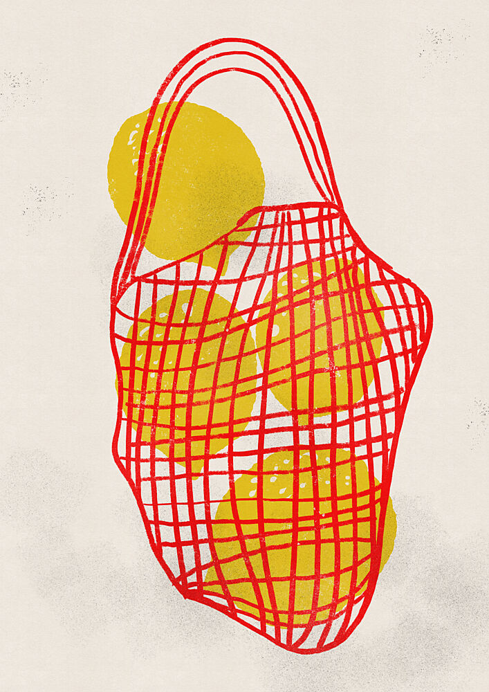 Fresh Lemons Red Bag art print by Nicholas for $57.95 CAD