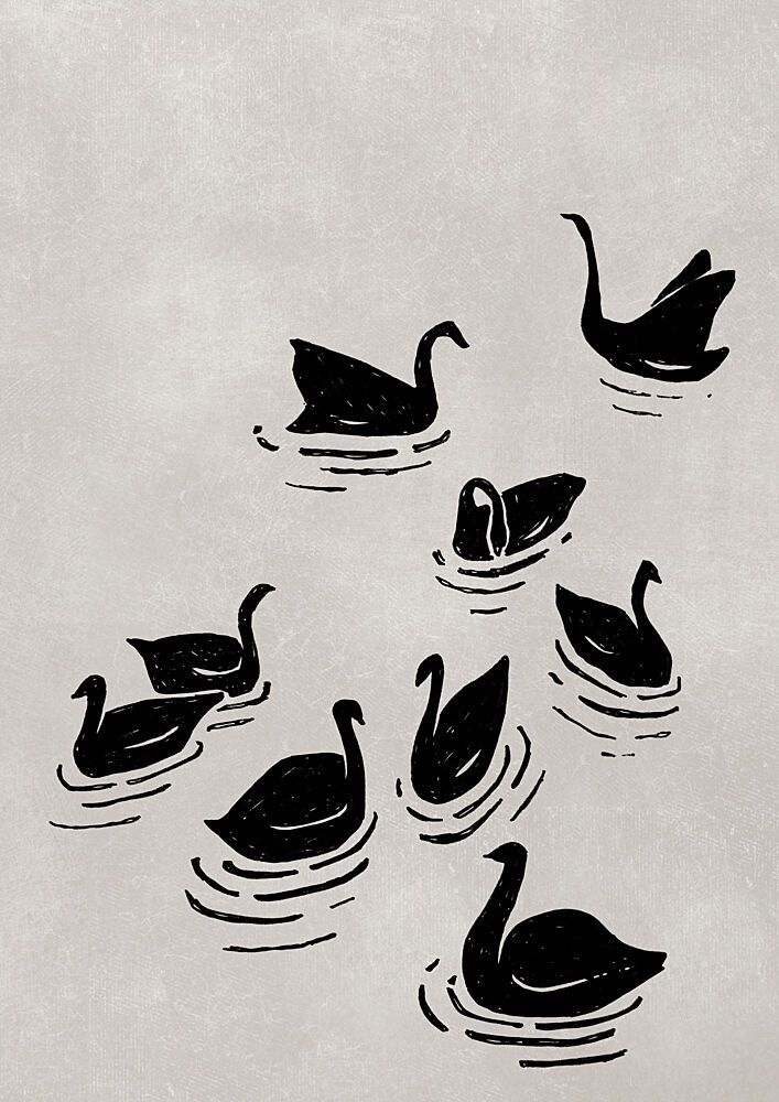 Flock of Black Swans art print by Rosana Laiz Blursbyai for $57.95 CAD