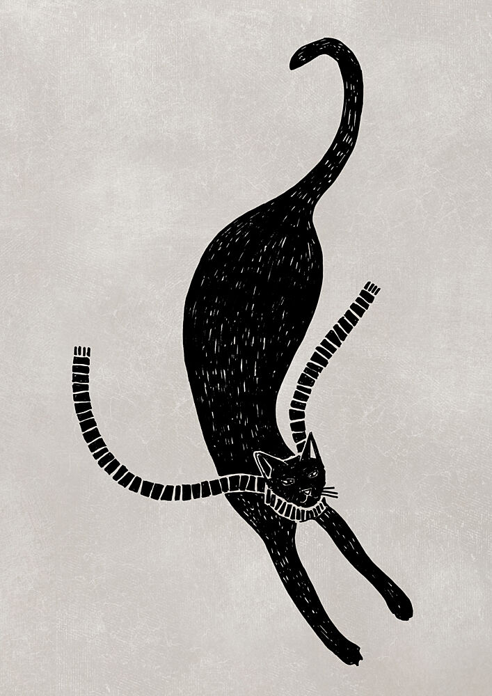 Long Black Cat Scarf art print by Rosana Laiz Blursbyai for $57.95 CAD