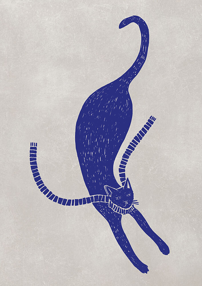 Elegant Blue Cat art print by Rosana Laiz Blursbyai for $57.95 CAD