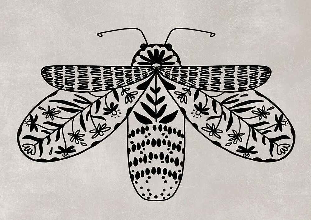 Folk Art Moth art print by Rosana Laiz Blursbyai for $57.95 CAD