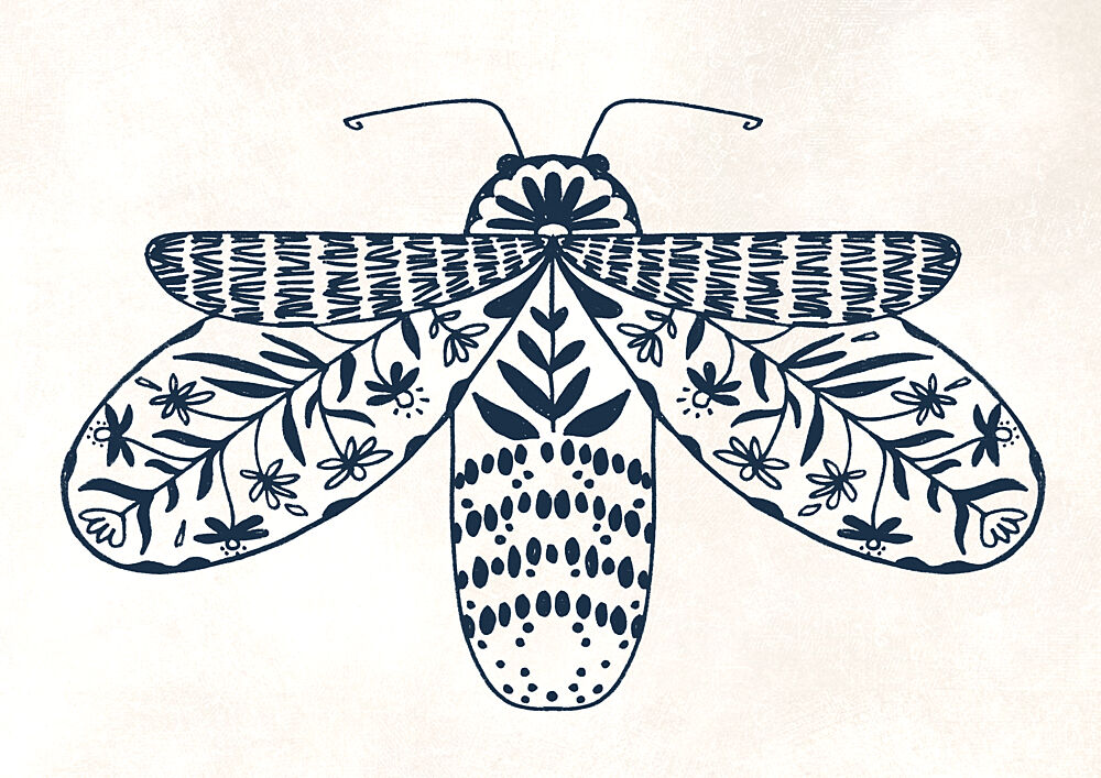 Bohemian Patterned Moth art print by Rosana Laiz Blursbyai for $57.95 CAD