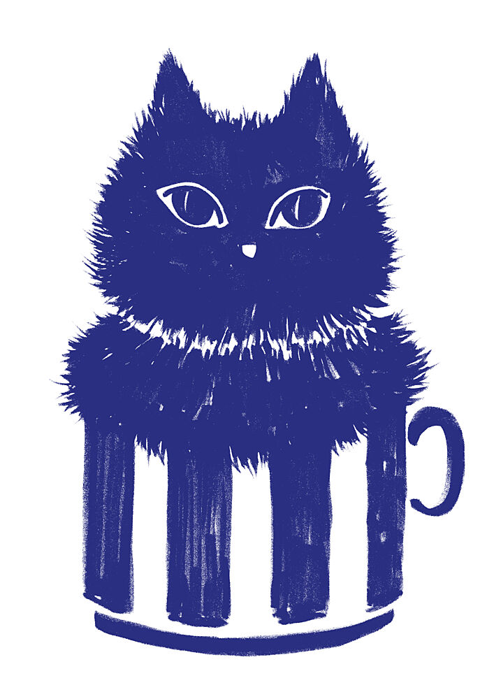 Cute Cat in Striped Mug art print by Rosana Laiz Blursbyai for $57.95 CAD