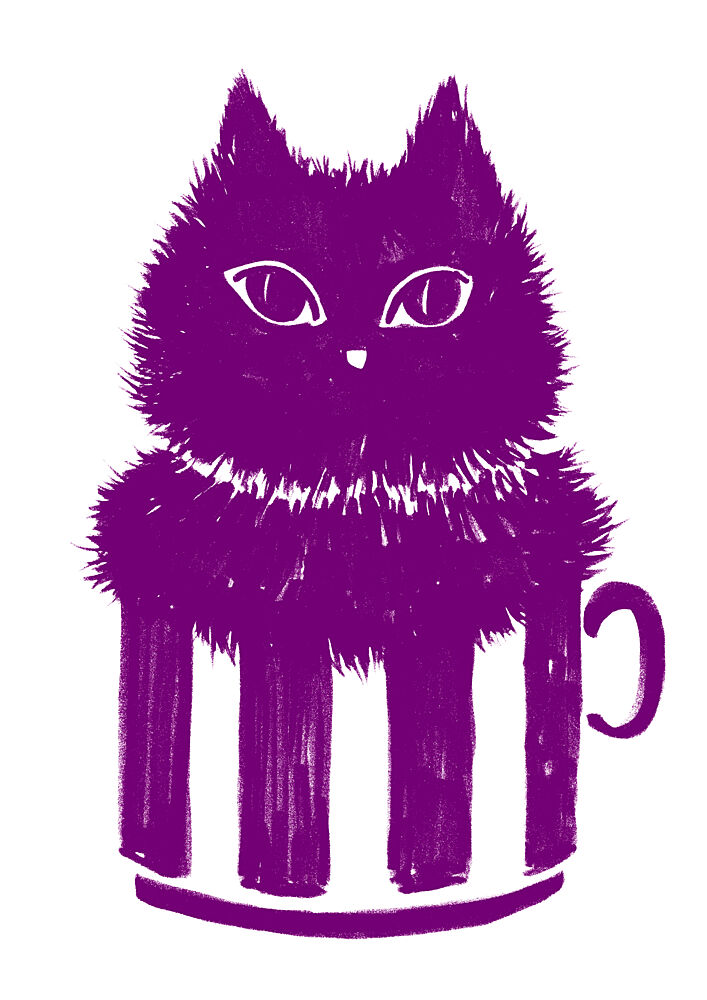 Purple Cat in Mug art print by Rosana Laiz Blursbyai for $57.95 CAD