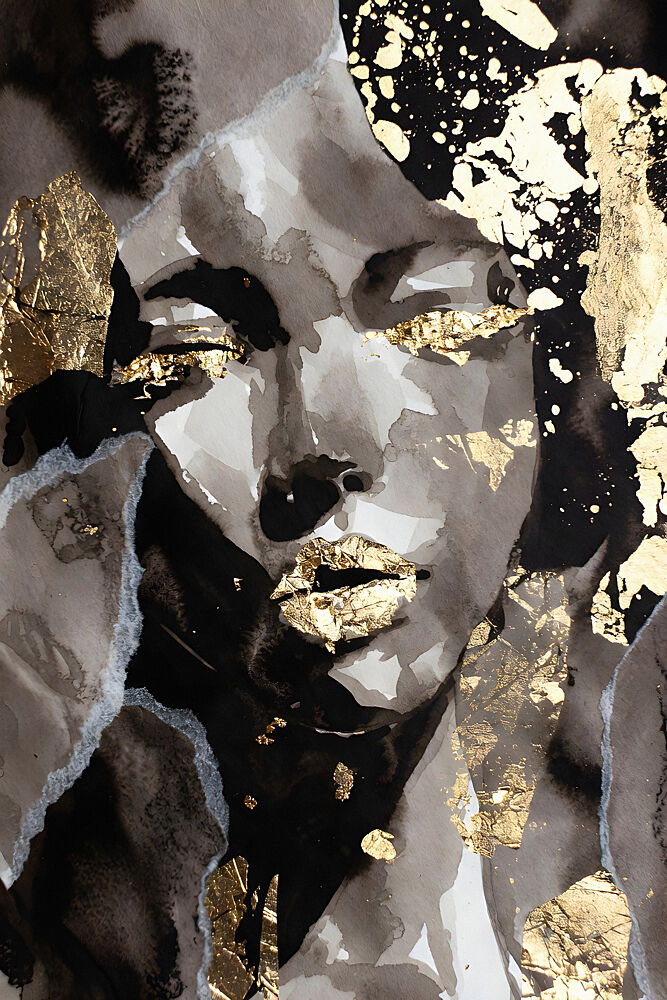 Elegant Gold Portrait art print by Miguel Bruzual for $57.95 CAD