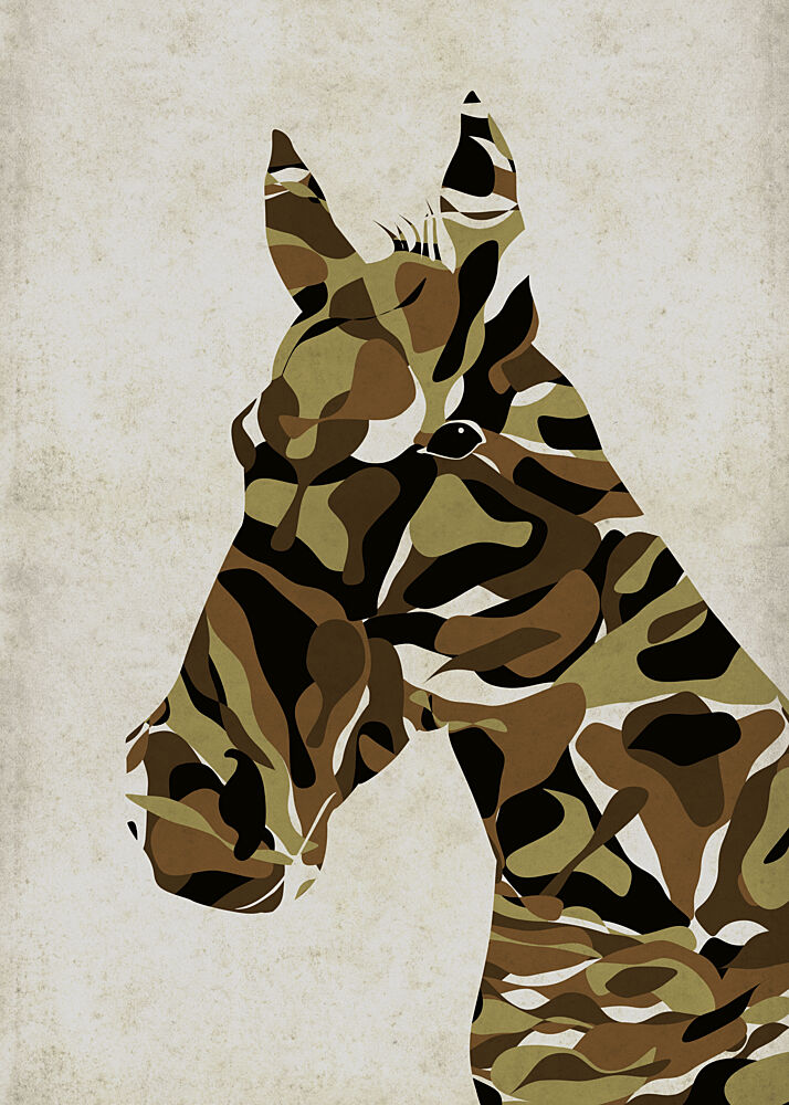 Camouflage Horse Head art print by Angelo Cerantola for $57.95 CAD