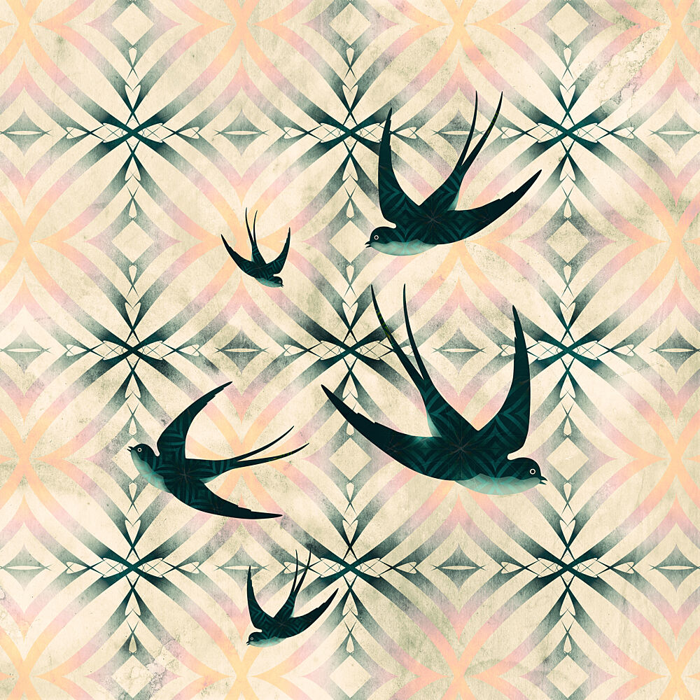 Elegant Swallows Pattern art print by Angelo Cerantola for $57.95 CAD