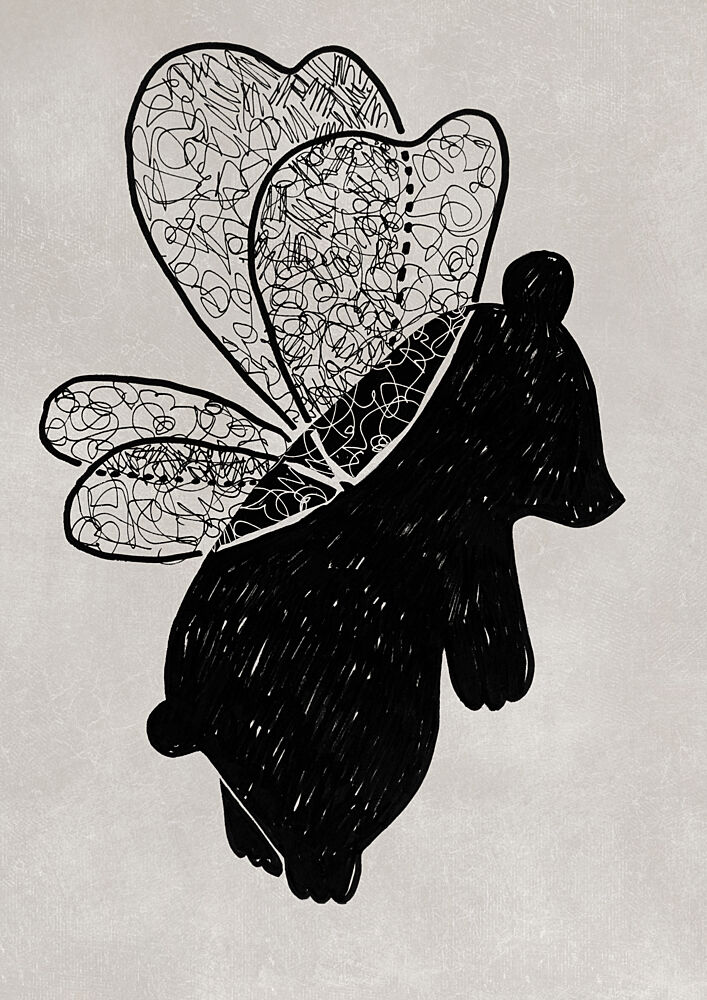 Scribble Winged Bear art print by Rosana Laiz Blursbyai for $57.95 CAD