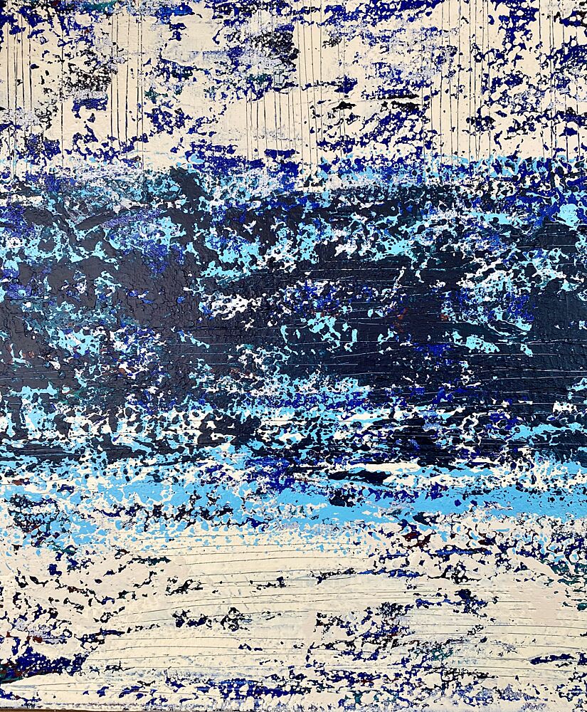 Textured Blue Waves art print by Berit Pihl for $57.95 CAD