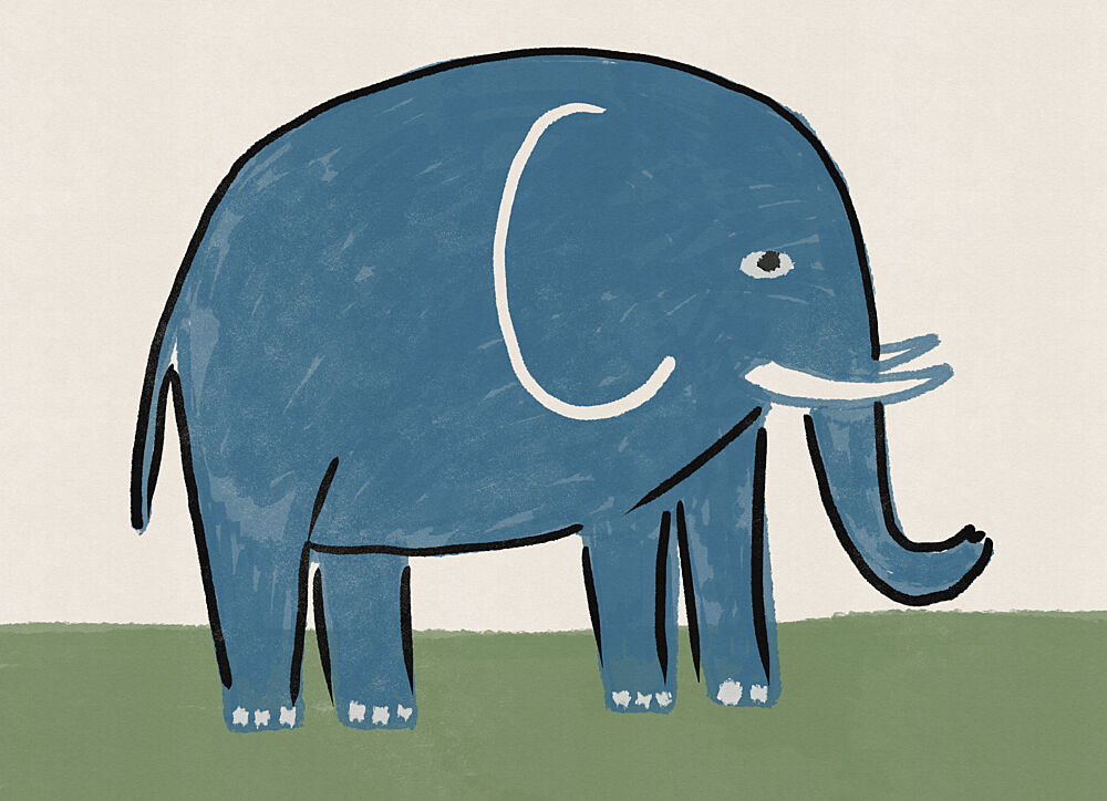 Cute Blue Elephant art print by Nicholas for $57.95 CAD