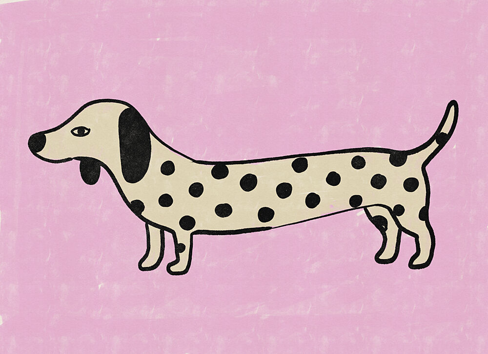 Cute Pink Dachshund art print by Nicholas for $57.95 CAD