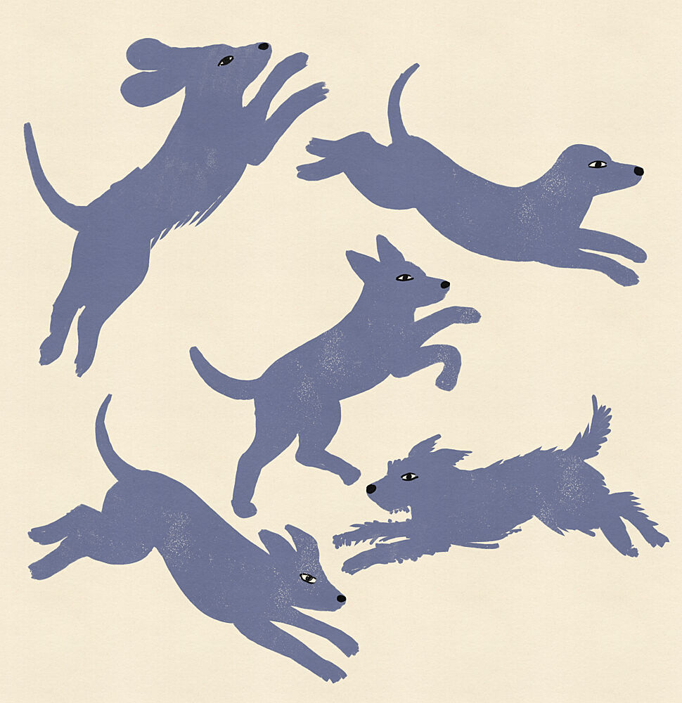Playful Blue Dogs art print by Nicholas for $57.95 CAD