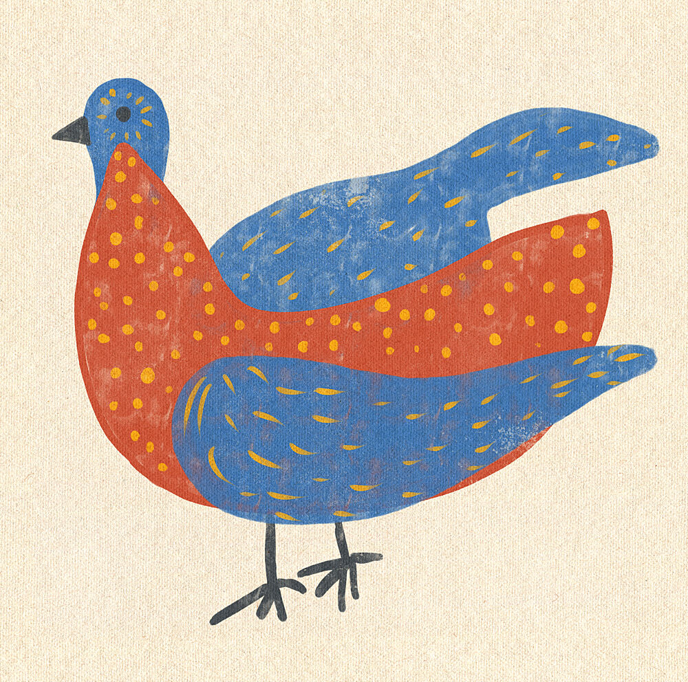 Colorful Folk Art Bird art print by Nicholas for $57.95 CAD