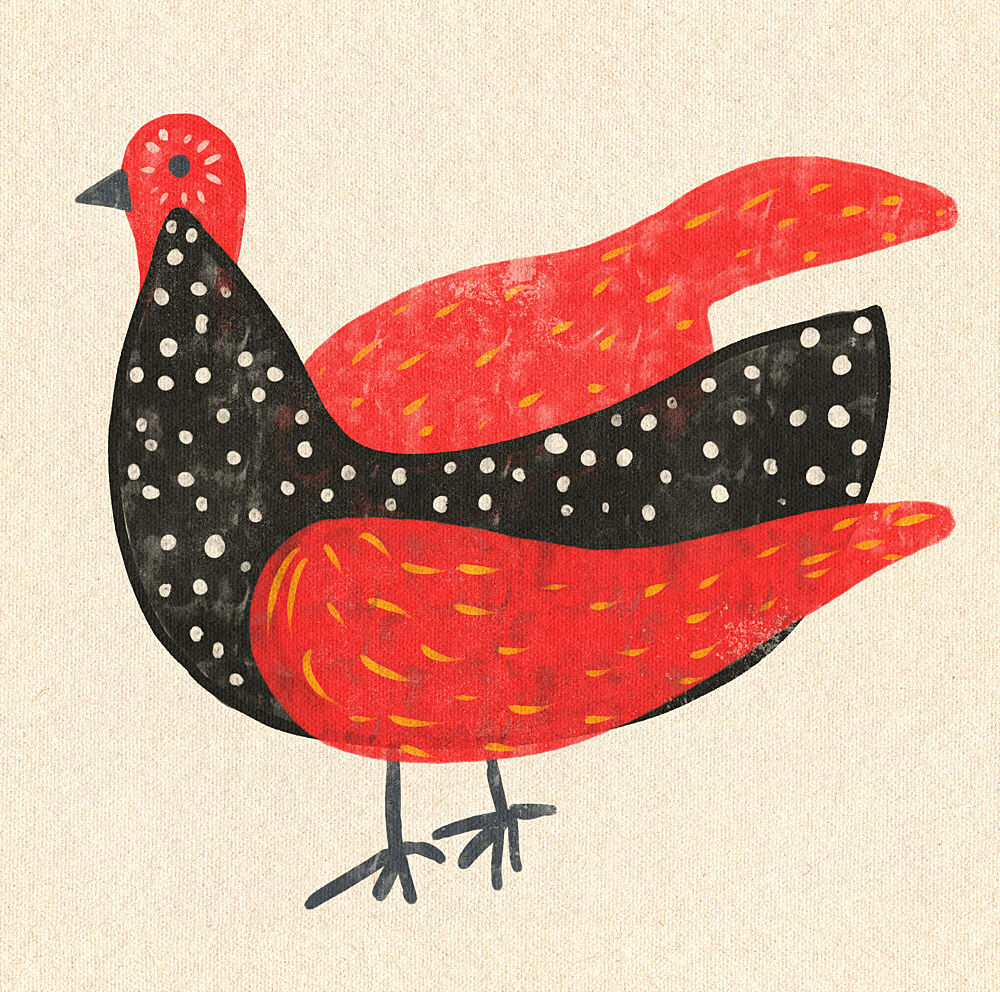 Red Polka Dot Bird art print by Nicholas for $57.95 CAD