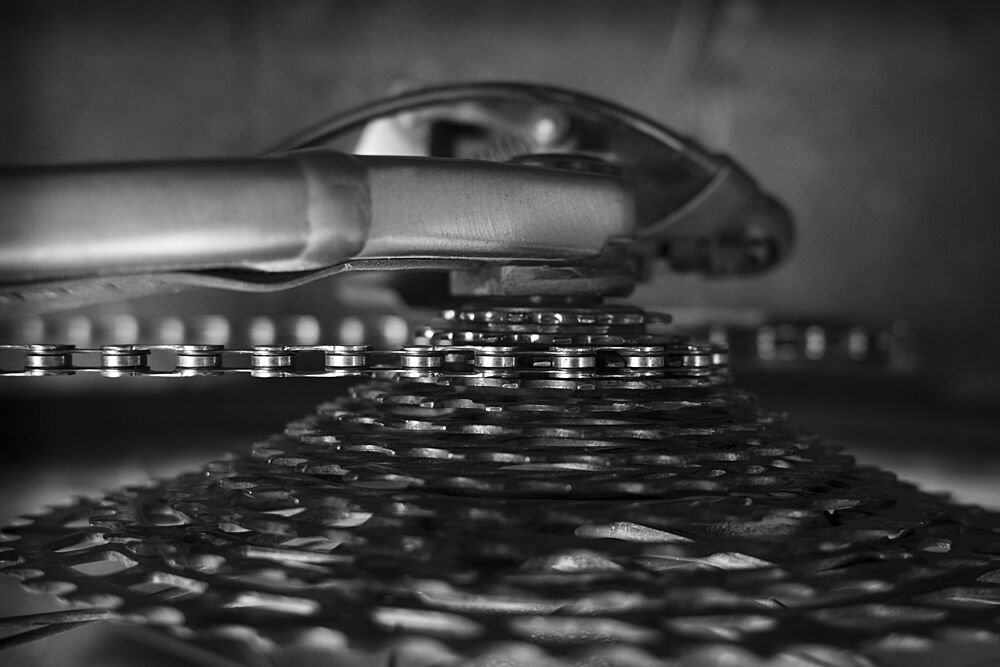 Monochrome Bicycle Gears art print by Christa Stroo for $57.95 CAD
