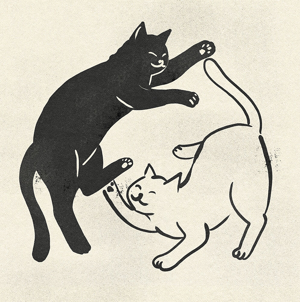 Yin Yang Cats art print by Nicholas for $57.95 CAD