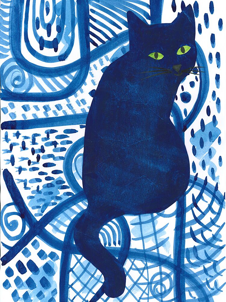 Blue Abstract Cat art print by Isabelle Brent for $57.95 CAD