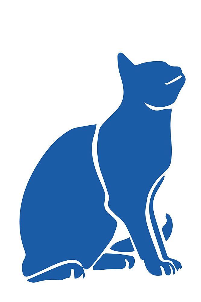 Elegant Blue Cat Silhouette art print by E.C. Mazur for $57.95 CAD