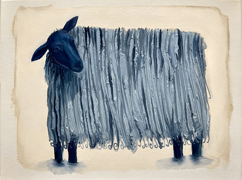 Textured Blue Sheep art print by Hugo for $57.95 CAD