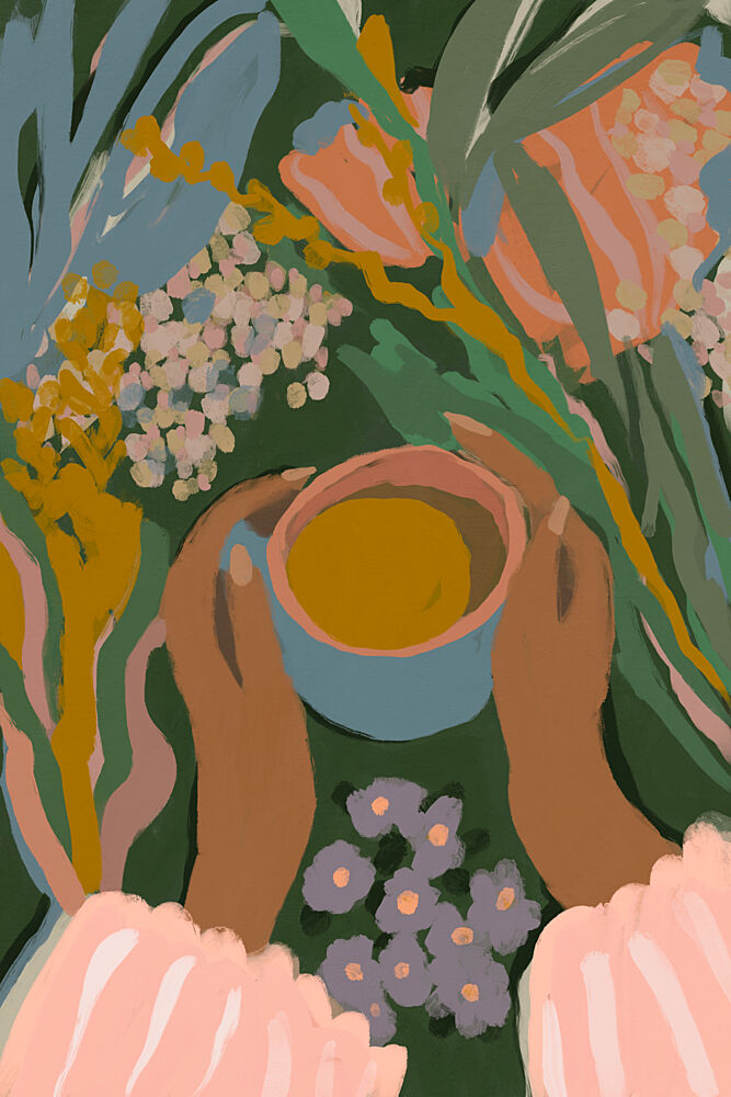 Cozy Tea Garden art print by Treechild for $57.95 CAD
