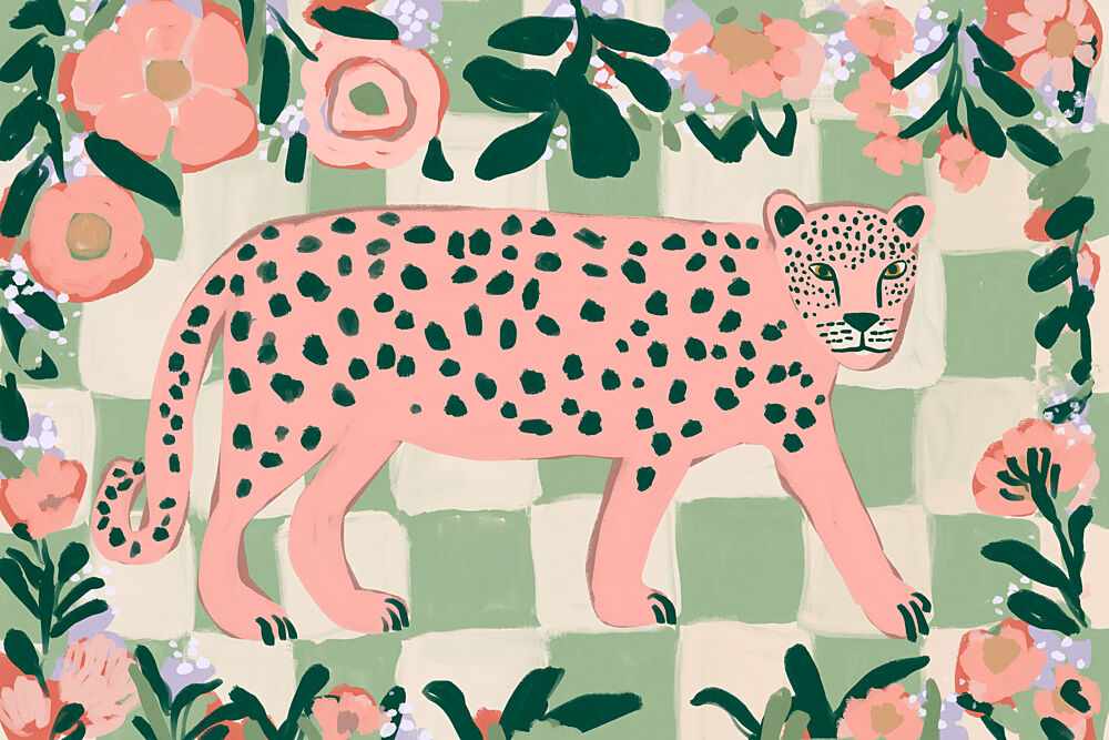 Pink Leopard Garden art print by Treechild for $57.95 CAD