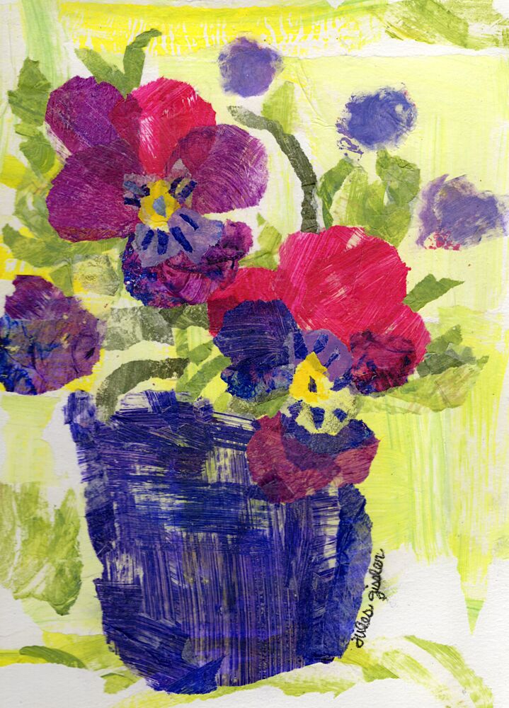 Pansies in a Blue Vase art print by Jules Gissler for $57.95 CAD