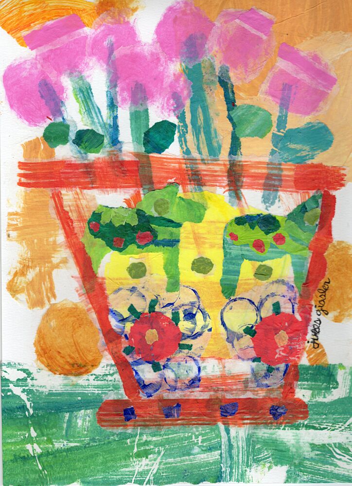 Vibrant Floral Pot art print by Jules Gissler for $57.95 CAD