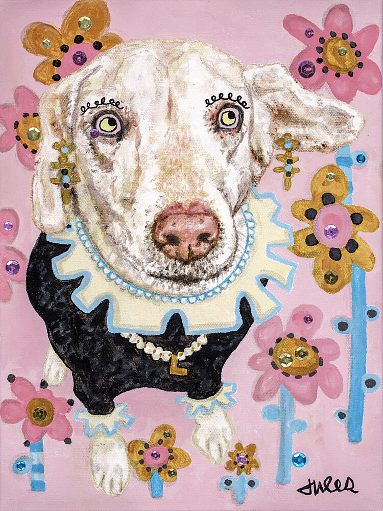 Whimsical Dressed Dog art print by Jules Gissler for $57.95 CAD