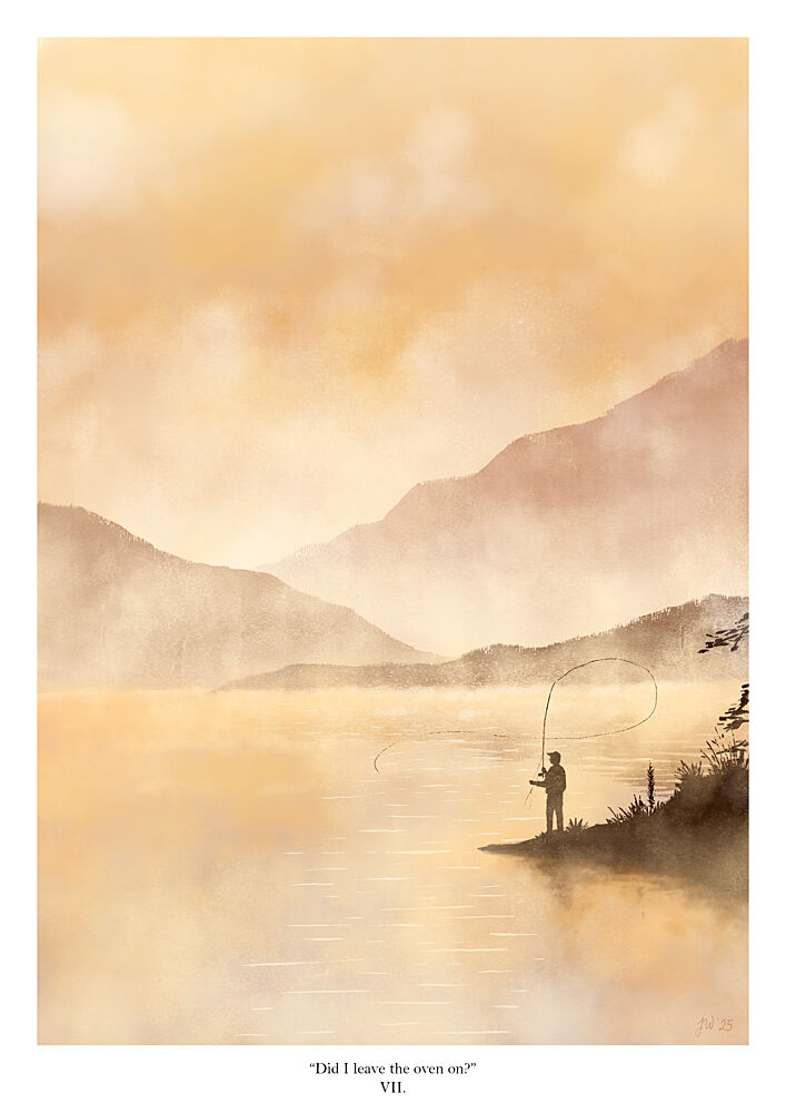 Misty Lake Fisherman art print by Jake Waldron for $57.95 CAD