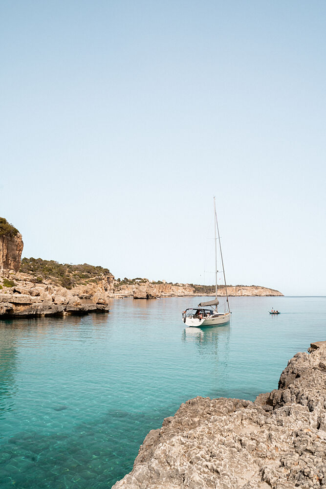 Sailboat in Turquoise Bay art print by Henrike Schenk for $57.95 CAD