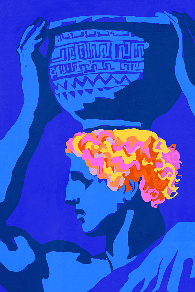 Blue Man Colorful Hair art print by Treechild for $57.95 CAD