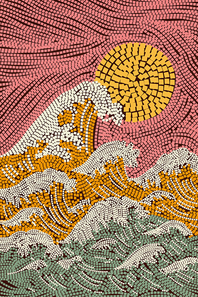 Pink Sky Ocean Waves art print by Treechild for $57.95 CAD