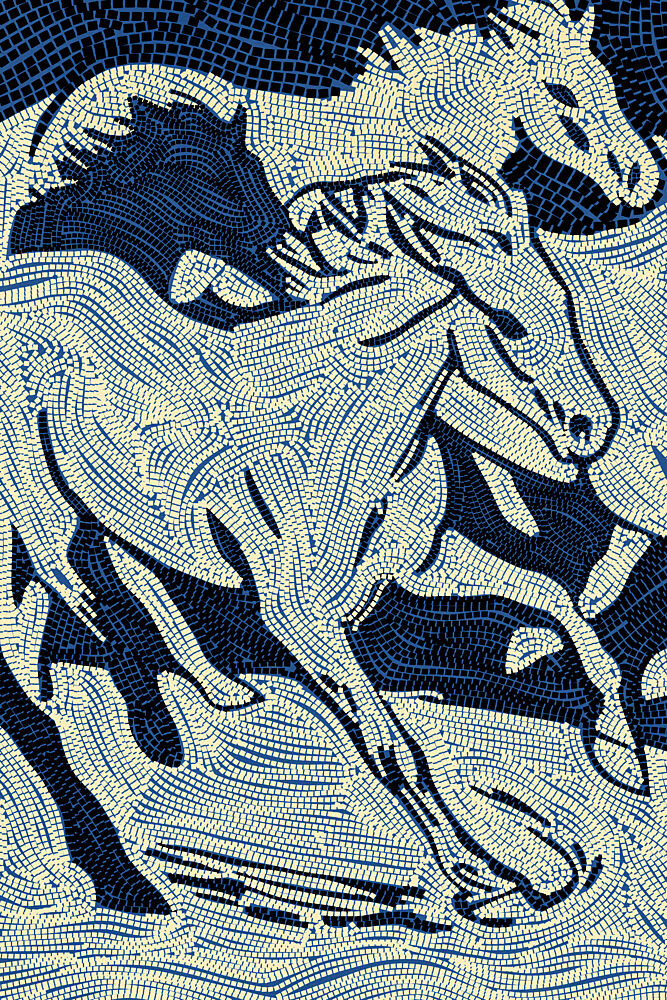 Blue Flowing Horses art print by Treechild for $57.95 CAD