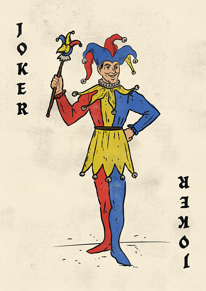 Classic Joker Playing Card art print by Nicholas for $57.95 CAD