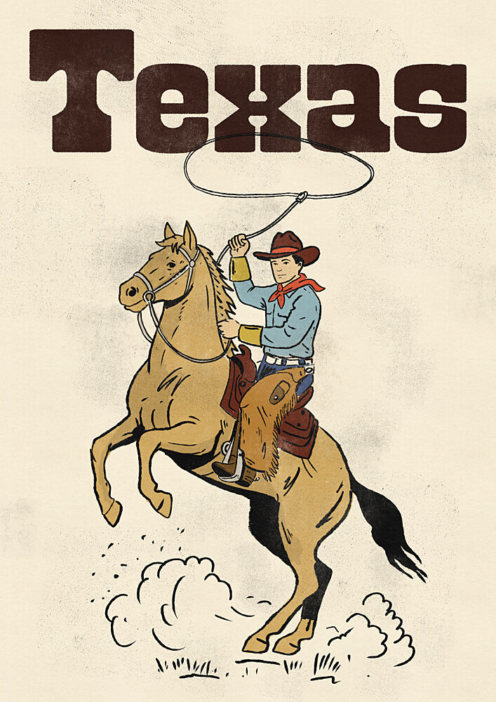 Rearing Texas Cowboy art print by Nicholas for $57.95 CAD